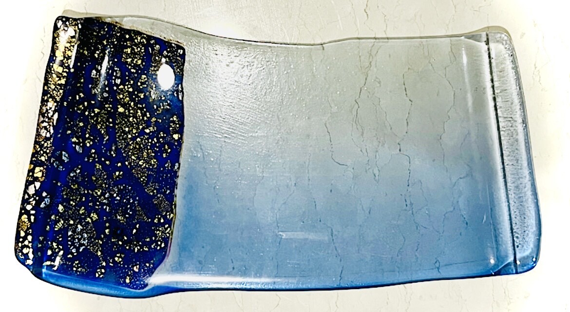 glass plate - Gold and Blue